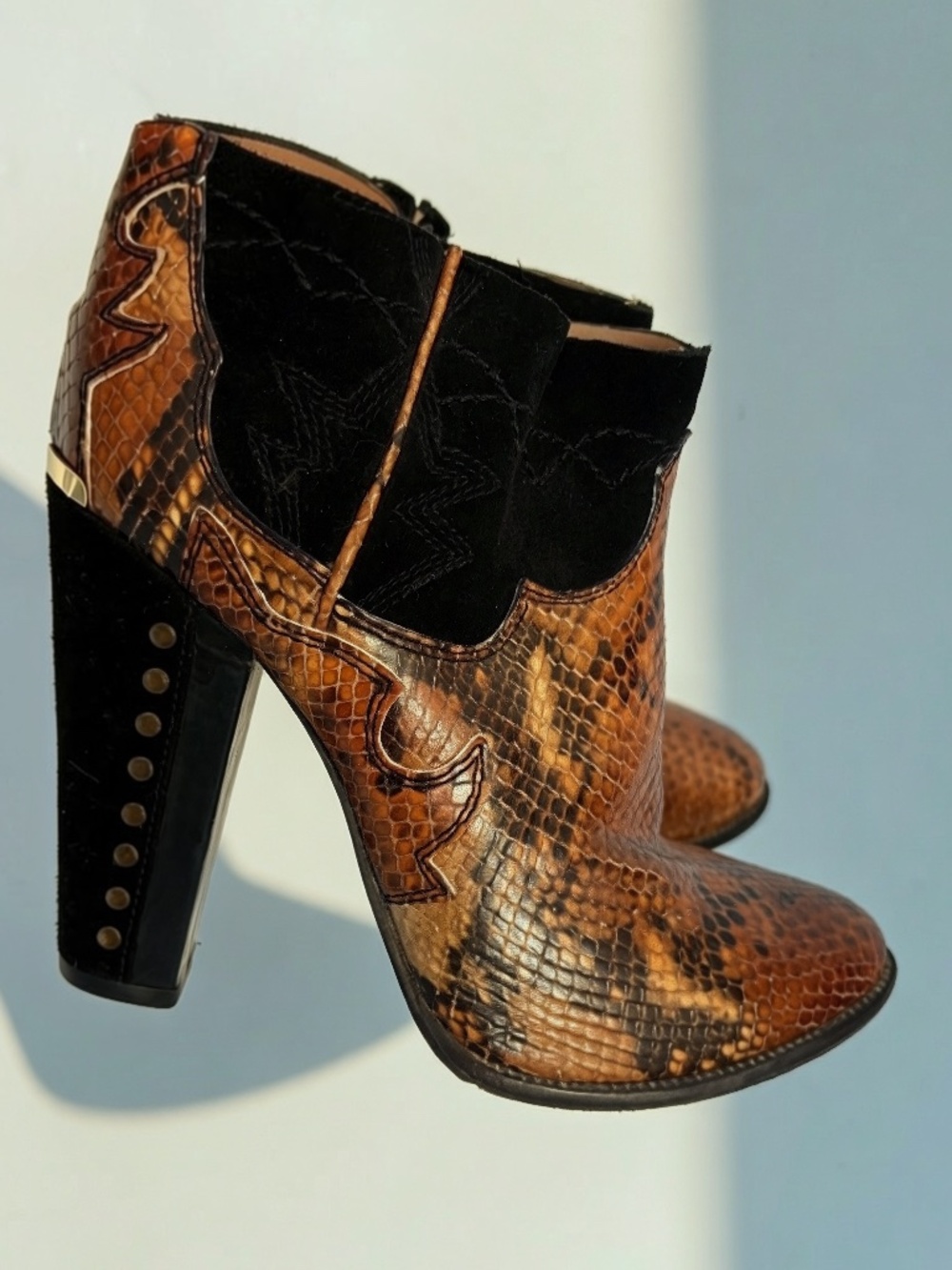 Just Cavalli Collector Ankle Boots Size 38 Leather Suede